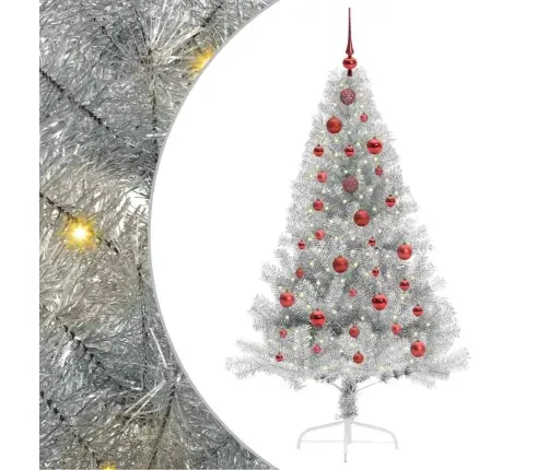 Mākslīgais Led Ziemassvētku Eglīte Sudraba 150 Cm Pet Vidaxl Mākslīgais Led Ziemassvētku Eglīte Sudraba 150 Cm Pet Vidaxl