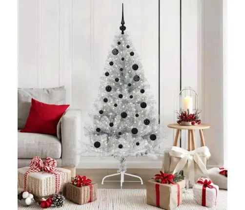Dirbtinis Prieššventinis Eglutė Su Šviesomis Sidabro 150 Cm Pet