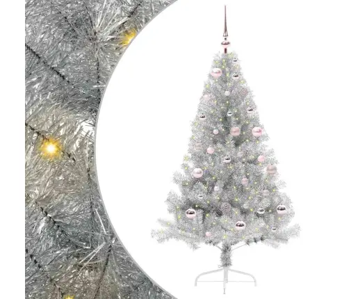 Dirbtinis Prieššventinis Eglutė Su Šviesomis Sidabro 150 Cm Pet