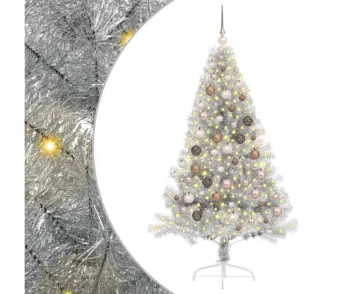 Mākslīgais Led Ziemassvētku Eglīte Sudraba 180 Cm Pet Vidaxl Mākslīgais Led Ziemassvētku Eglīte Sudraba 180 Cm Pet Vidaxl