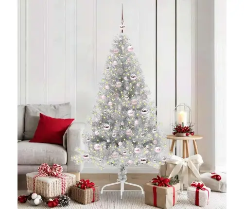 Tehis Pre-Lit Jõulupuu Koos 300 Led-Iga Hõbedane 180 Cm Pet