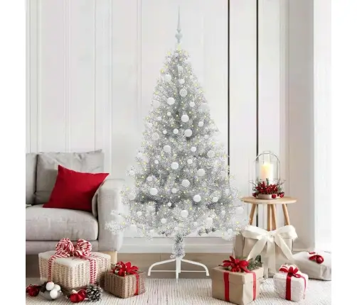 Mākslīgais Led Ziemassvētku Eglīte Sudraba 180 Cm Pet Vidaxl Mākslīgais Led Ziemassvētku Eglīte Sudraba 180 Cm Pet Vidaxl