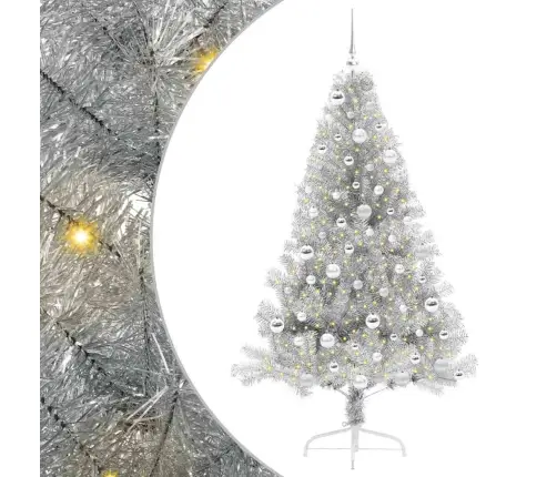 Tehis Pre-Lit Jõulupuu Koos 300 Led-Iga Hõbedane 180 Cm Pet