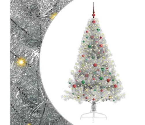 Mākslīgais Led Ziemassvētku Eglīte Sudraba 180 Cm Pet Vidaxl Mākslīgais Led Ziemassvētku Eglīte Sudraba 180 Cm Pet Vidaxl
