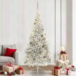 Mākslīgais Led Ziemassvētku Eglīte Sudraba 210 Cm Pet Vidaxl Mākslīgais Led Ziemassvētku Eglīte Sudraba 210 Cm Pet Vidaxl