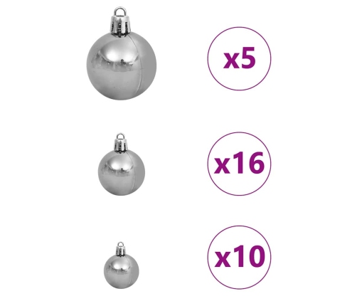 Mākslīgais Led Ziemassvētku Eglīte Sudraba 210 Cm Pet Vidaxl