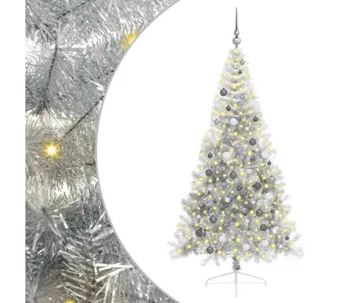 Mākslīgais Led Ziemassvētku Eglīte Sudraba 210 Cm Pet Vidaxl