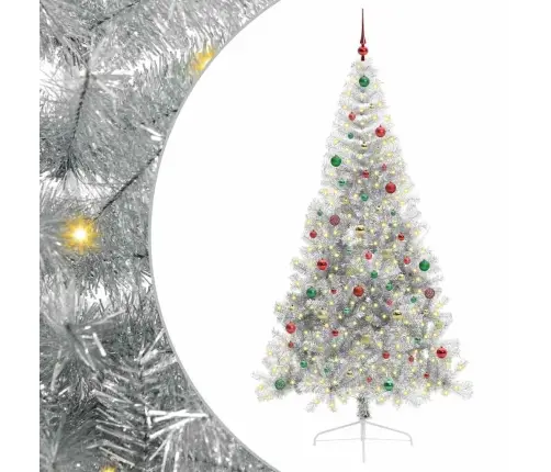 Mākslīgais Led Ziemassvētku Eglīte Sudraba 210 Cm Pet Vidaxl