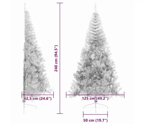 Tehis Pre-Lit Jõulupuu Koos 300 Led-Iga Hõbedane 240 Cm Pet Tehis Pre-Lit Jõulupuu Koos 300 Led-Iga Hõbedane 240 Cm Pet