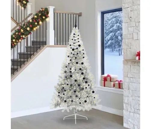 Mākslīgais Iepriekš Apgaismotais Ziemassvētku Koks Sudraba Vidaxl