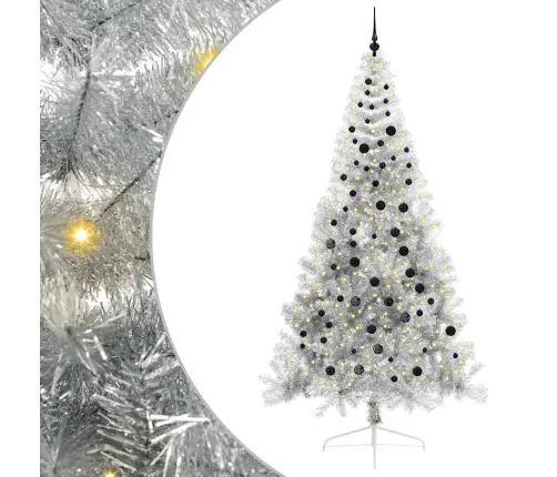 Mākslīgais Iepriekš Apgaismotais Ziemassvētku Koks Sudraba Vidaxl