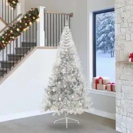 Mākslīgais Led Ziemassvētku Eglīte Sudraba 240 Cm Pet Vidaxl Mākslīgais Led Ziemassvētku Eglīte Sudraba 240 Cm Pet Vidaxl