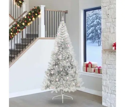 Tehis Pre-Lit Jõulupuu Koos 300 Led-Iga Hõbedane 240 Cm Pet