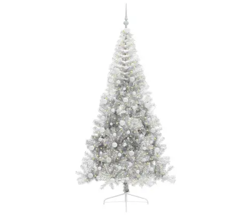 Tehis Pre-Lit Jõulupuu Koos 300 Led-Iga Hõbedane 240 Cm Pet