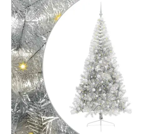 Tehis Pre-Lit Jõulupuu Koos 300 Led-Iga Hõbedane 240 Cm Pet