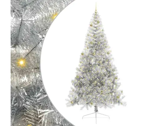 Mākslīgais Led Ziemassvētku Eglīte Sudraba 240 Cm Pet Vidaxl