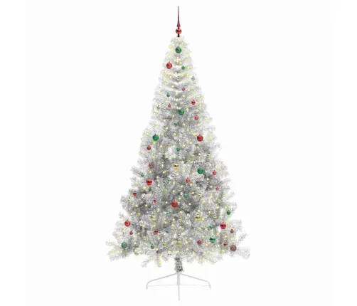Tehis Pre-Lit Jõulupuu Koos 300 Led-Iga Hõbedane 240 Cm Pet