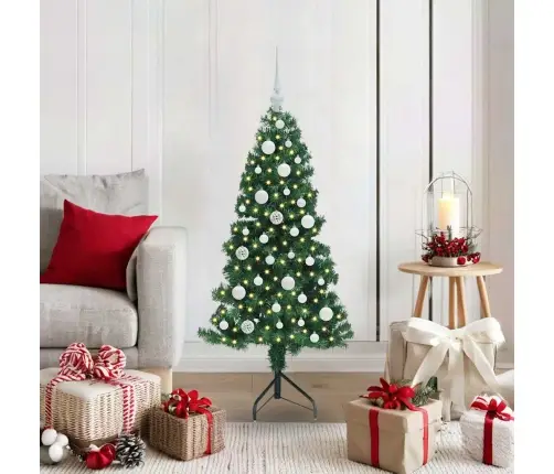 Stūra Mākslīgais Ziemassvētku Koks Zaļa 120 Cm Pvc Un Metāls Vidaxl
