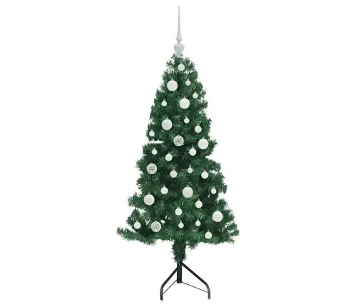 Stūra Mākslīgais Ziemassvētku Koks Zaļa 120 Cm Pvc Un Metāls Vidaxl