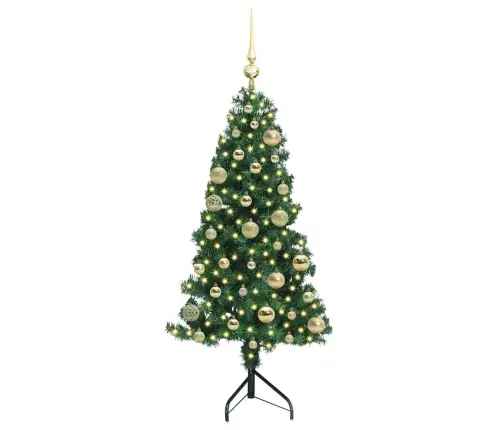 Stūra Mākslīgais Ziemassvētku Koks Zaļa 120 Cm Pvc Un Metāls Vidaxl