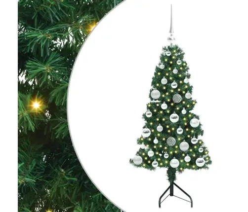 Stūra Mākslīgais Ziemassvētku Koks Zaļa 120 Cm Pvc Un Metāls Vidaxl