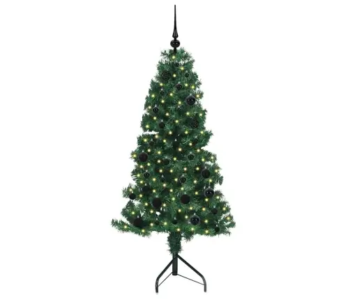 Stūra Mākslīgais Ziemassvētku Koks Zaļa 150 Cm Pvc Un Metāls Vidaxl