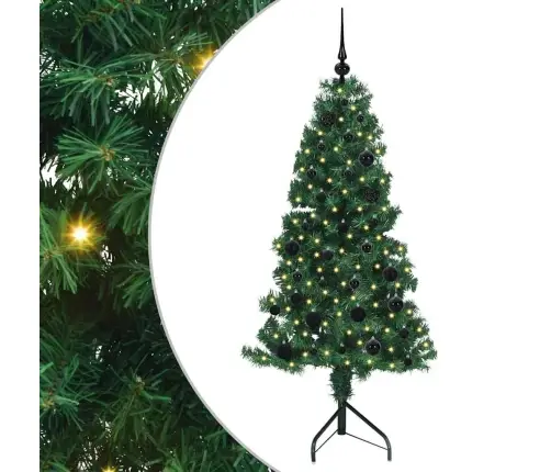 Stūra Mākslīgais Ziemassvētku Koks Zaļa 150 Cm Pvc Un Metāls Vidaxl