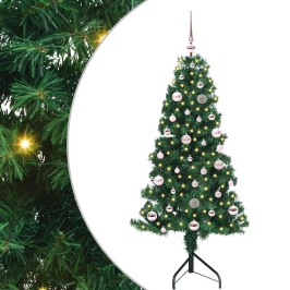 Stūra Mākslīgais Ziemassvētku Koks Zaļa 150 Cm Pvc Un Metāls Vidaxl