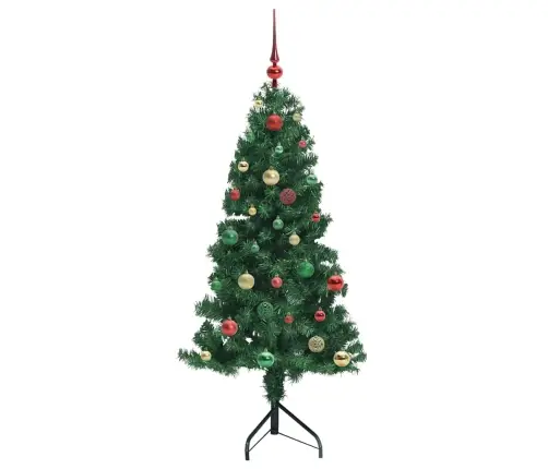 Stūra Mākslīgais Ziemassvētku Koks Zaļa 150 Cm Pvc Un Metāls Vidaxl