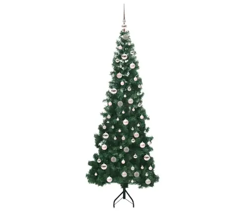 Stūra Mākslīgais Ziemassvētku Koks Zaļa 210 Cm Pvc Un Metāls Vidaxl