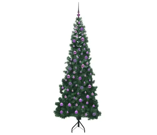 Stūra Mākslīgais Ziemassvētku Koks Zaļa 210 Cm Pvc Un Metāls Vidaxl