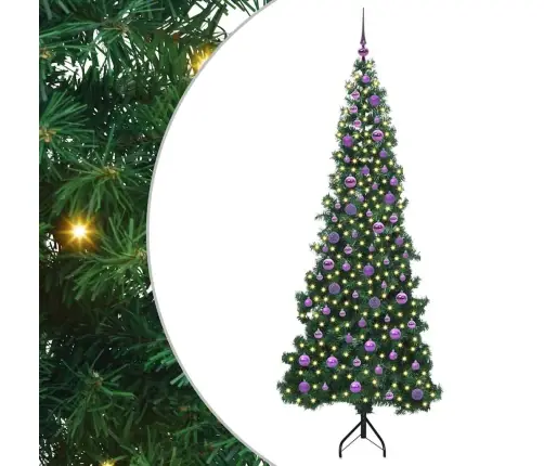 Stūra Mākslīgais Ziemassvētku Koks Zaļa 210 Cm Pvc Un Metāls Vidaxl