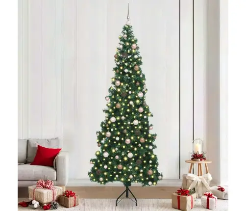 Stūra Mākslīgais Ziemassvētku Koks Zaļa 240 Cm Pvc Un Metāls Vidaxl