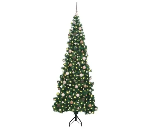 Stūra Mākslīgais Ziemassvētku Koks Zaļa 240 Cm Pvc Un Metāls Vidaxl