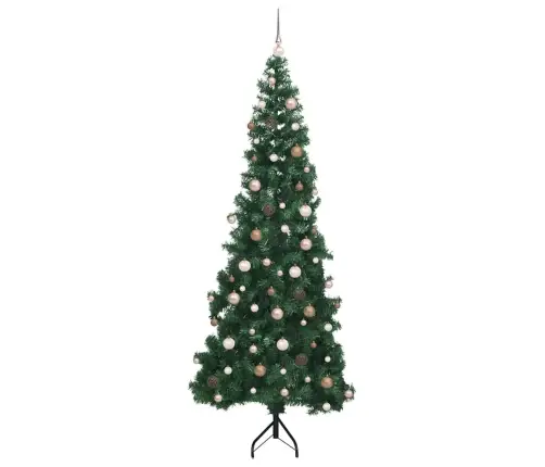 Stūra Mākslīgais Ziemassvētku Koks Zaļa 240 Cm Pvc Un Metāls Vidaxl