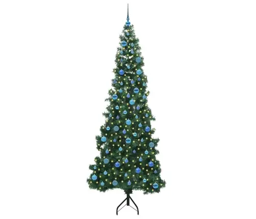 Stūra Mākslīgais Ziemassvētku Koks Zaļa 240 Cm Pvc Un Metāls Vidaxl