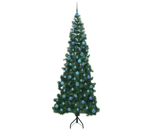 Stūra Mākslīgais Ziemassvētku Koks Zaļa 240 Cm Pvc Un Metāls Vidaxl