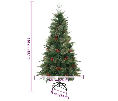 Mākslīgā Saliekamā Ziemassvētku Egle Zaļa 150 Cm Pe Un Pvc Vidaxl