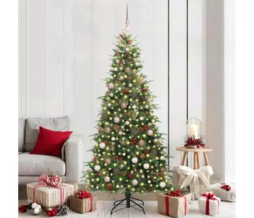 Mākslīgā Saliekamā Ziemassvētku Egle Zaļa 210 Cm Pe Un Pvc Vidaxl