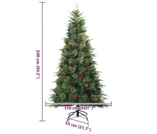 Mākslīgā Saliekamā Ziemassvētku Egle Zaļa 240 Cm Pe Un Pvc Vidaxl