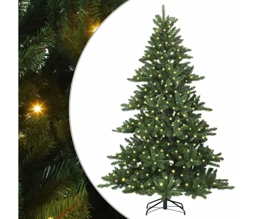 Mākslīgā Saliekamā Ziemassvētku Egle Ar 300 Led Zaļa 210 Cm Pvc Vidaxl