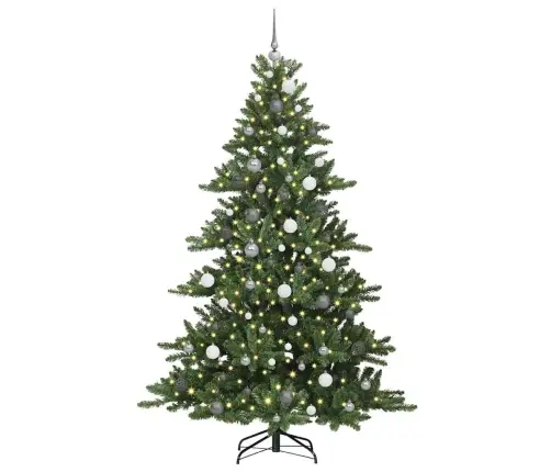 Mākslīgā Saliekamā Ziemassvētku Egle Ar 300 Led Zaļa 210 Cm Pvc Vidaxl