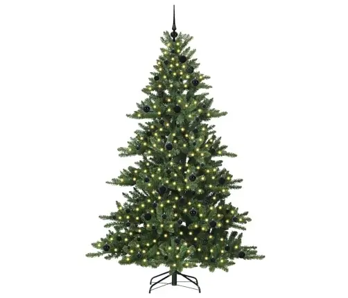 Mākslīgā Saliekamā Ziemassvētku Egle Ar 300 Led Zaļa 210 Cm Pvc Vidaxl