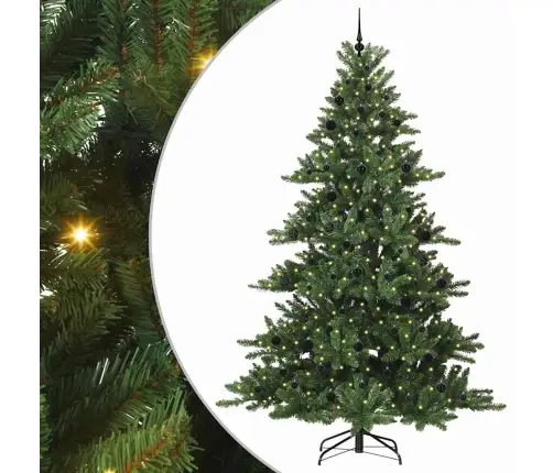 Mākslīgā Saliekamā Ziemassvētku Egle Ar 300 Led Zaļa 240 Cm Pvc Vidaxl