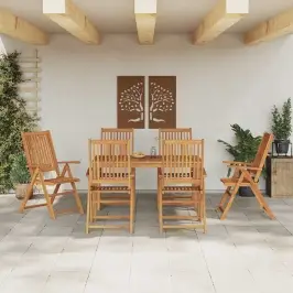 Dārza Ēdamgalds 7 Pcs Brūna Akācijas Masīvkoks Vidaxl