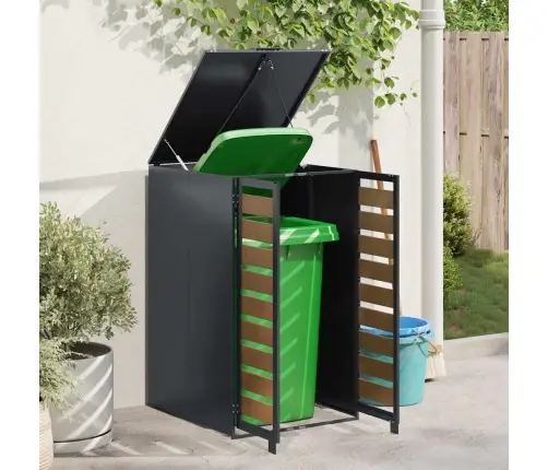 Riteņu Konteinera Uzglabāšana Ar Gāzes Pacelšanas Vāku 240L Konteineram Vidaxl