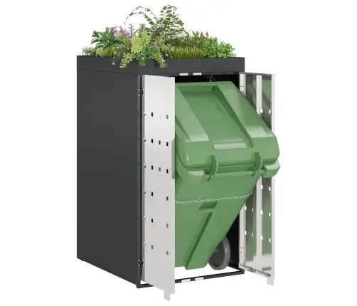 Riteņu Konteinera Uzglabāšana Ar Stādītāja Jumtu 240L Konteineram Vidaxl