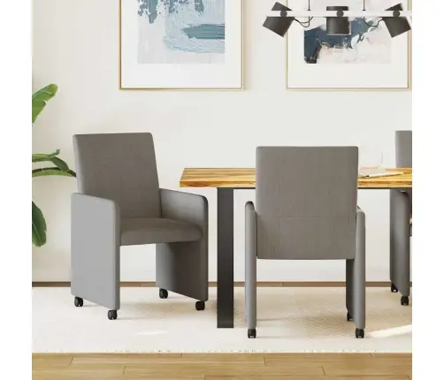 Valgomojo Kėdės Su Ratukais Su Ratais 2 Pcs Šviesiai Pilka