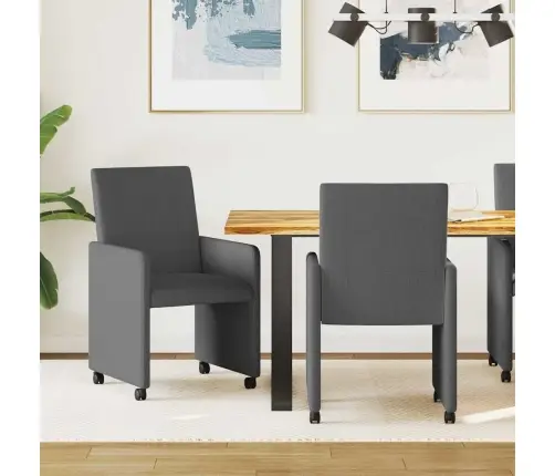 Valgomojo Kėdės Su Ratukais 2 Pcs Tamsiai Pilka 57 X 66 X 94 Cm
