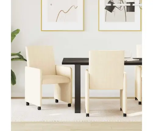 Valgomojo Kėdės Su Ratukais 2 Pcs Kreminė 57 X 66 X 94 Cm